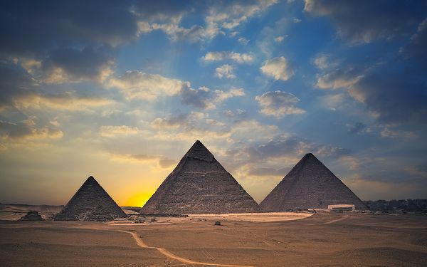 Beautiful Sceneries of the World - Egypt Pyramids Are Huge and Majestic, the Rising Sun and Golden Light Make Them Sacred