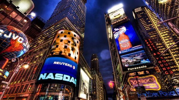 click to free download the wallpaper--Beautiful Sceneries of the World - NASDAQ Stock Market New York in Pixel of 1920x1080, the Center of Commerce, Favorite Place