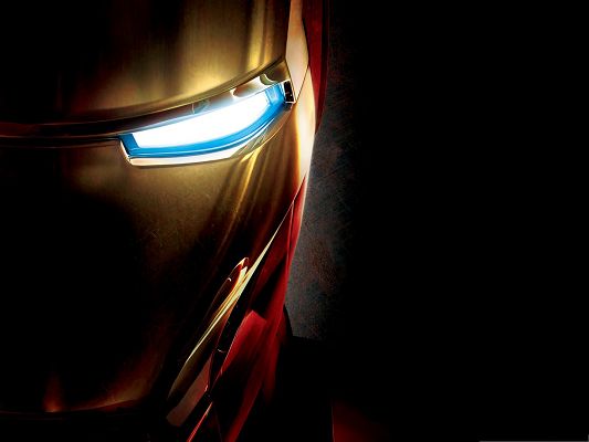 click to free download the wallpaper--Best Films Poster, Iron Man's Eye Close-Up, Bright and Impressive