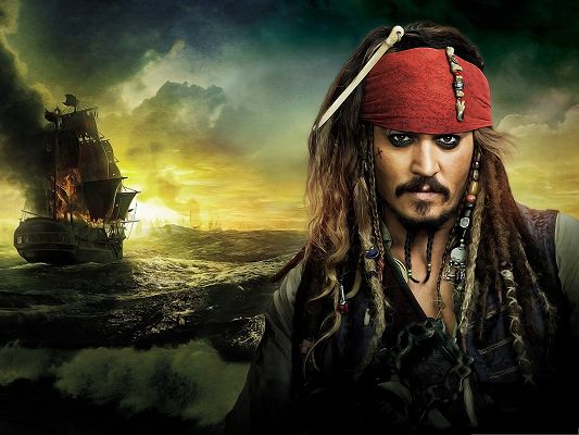 click to free download the wallpaper--Best Movies Post, Pirates Of The Caribbean, Johnny Depp in Determined Eyesight