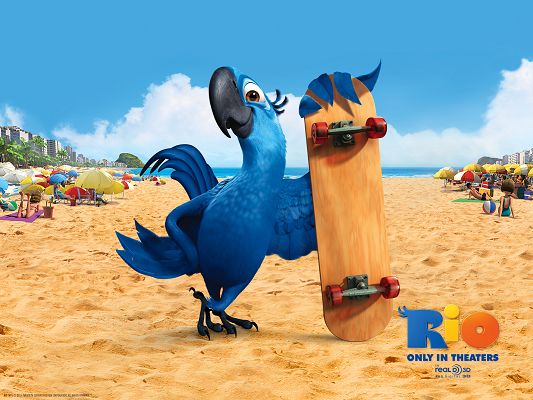 click to free download the wallpaper--Blu in Rio Movie Post in 1600x1200 Pixel, Female Bird Taking Her Slider, She Will be Having a Great Time with It - TV & Movies Post