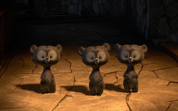 click to free download the wallpaper--Brave Triplets Bears in High Quality and Pixel, Three Cute and Innocent Animals, Shall Gain Your Device Much Attention - TV & Movies Wallpaper