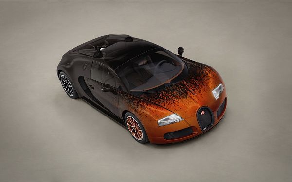 click to free download the wallpaper--Brown Buggati Veyron on Gray Wide Road, God, You Are Looking Good, Lights Are Still on, Stay Away from It - HD Cars Wallpaper
