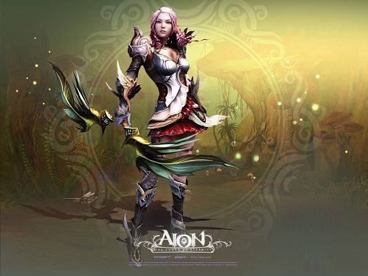 click to free download the wallpaper--Cool Game Post, Aion, the Cool Girl in Stand, She is Not Someone to be Looked Down Upon