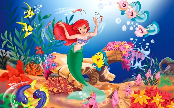 click to free download the wallpaper--Disney The Little Mermaid in 2560x1600 Pixel, Colorful Fishes Singing and Dancing All Around, What a Lovely Princess! - TV & Movies Wallpaper