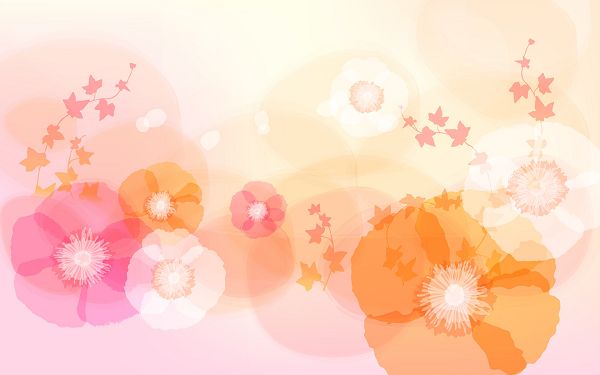 click to free download the wallpaper---Flowers in Full Bloom, Light-Colored Setting, Things Are Good and Fine - Beautiful and Decorative Wallpaper 