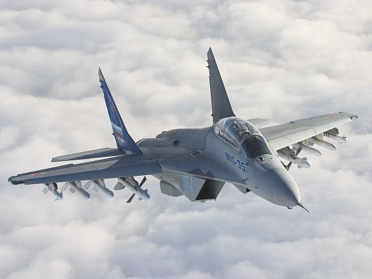 Free Aeroplanes Wallpaper, MIG-35 On Air, Soft White Clouds Around