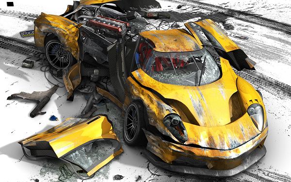 click to free download the wallpaper--Free TV & Movies Picture - Burnout Revenge Post in Pixel of 1920x1200, Yellow Burnout Car, Is It Losing Breath?