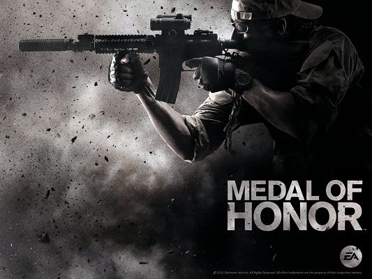 click to free download the wallpaper--Free TV & Movies Picture - Medal of Honor Post in Pixel of 1600x1200, Ashes and Small Pieces Flying Around the Cool Guy