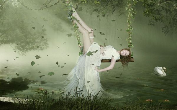 Free Scenery Wallpaper - A Fantasy Girl, What a Sleeping Beauty!,click to download