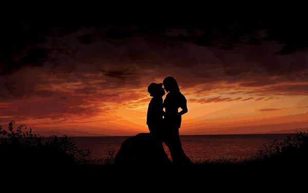 Free Scenery Wallpaper - Includes a Couple in Great Kiss, Makes One Confident in Love!,click to download