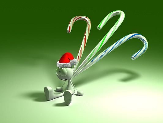 Free Wallpaper - A Green and Exhausted Robot, Turn to Christmas Hat for Power!,click to download