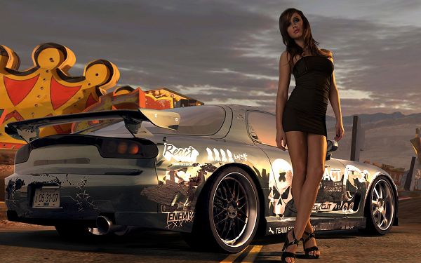 Free Wallpaper - Cool Girl and a Cool Car,click to download