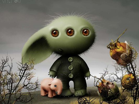 Free Wallpaper - Shows the Creatures in Another Planet, Strange Yet Cute!,click to download