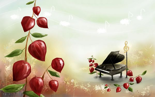 Free Wallpaper - Who Is Coming to Play the Most Beautiful Melody?,click to download