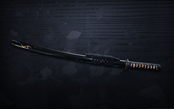 HD Wallpaper Desktop - Ninja Sword on Dark Background, Nice and Impressive