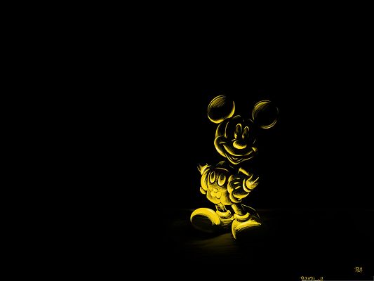 HD Wide Wallpaper, Gold Mickey Mouse, Showing Its Typical Smile