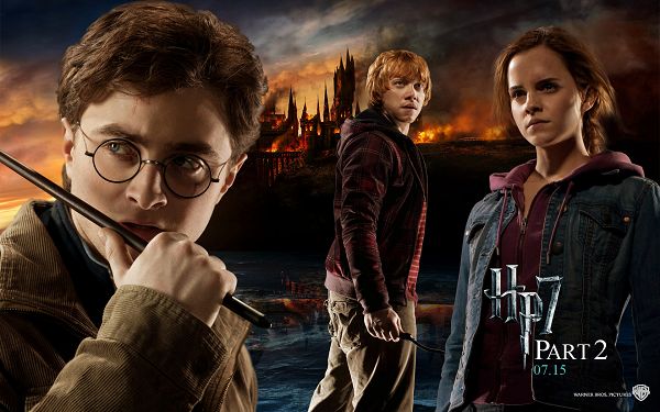 Harry Potter Deathly Hallows Part II Post in 1920x1200 Pixel, the Three Guys Won't Ever Step Back in Difficluties and Danger - TV & Movies Post