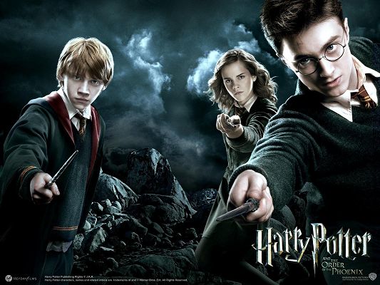click to free download the wallpaper--Harry Potter and the Order of the Phoenix Post in 1600x1200 Pixel, the Three Kids Are Together, Must be Hard to Beat - TV & Movies Post