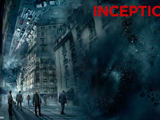 click to free download the wallpaper--High Resolution Movies Poster, Inception, All Guys in Stand, Be Cautious of Explosion