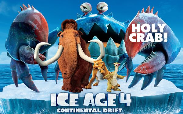 click to free download the wallpaper--Ice Age 4 Continental Drift 2012 in 3200x2000 Pixel, Brave and Confident Animals on an Ice, Together They Will Survive - TV & Movies Wallpaper