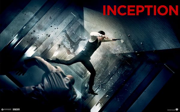 Joseph Gordon Levitt in Inception Post in 1920x1200 Pixel, the Man is in Quite a Hurry and Danger, Broken Pices Are Flying - TV & Movies Post