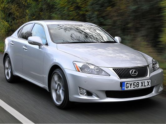 click to free download the wallpaper--Lexus Cars as Background, Silver Car in Incredible Speed, Running Straight