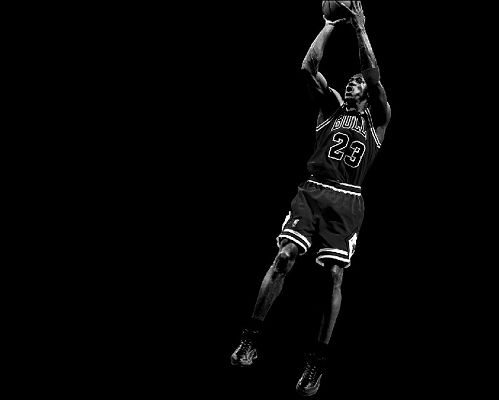 click to free download the wallpaper--MJ in Chicago Bulls Jacket, Making a Jump Shot, 1280x1024 Pixel, a Dark and Cool Michael Jordan wallpaper - Basketball Super Stars Wallpaper