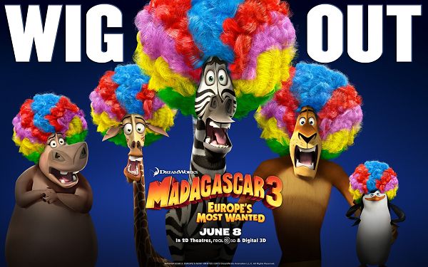 click to free download the wallpaper--Madagascar 3 in High Resolution and 3D Style, Colorful Worsted Hair and Funny Facial Expression, Anyone Can Burst into Laughter - TV & Movies Wallpaper