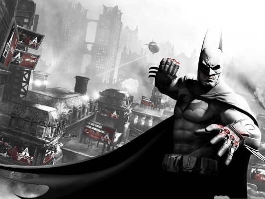 click to free download the wallpaper--Movie Wallpaper Free, Batman Arkham City, Fight to Blood, Never Step Back