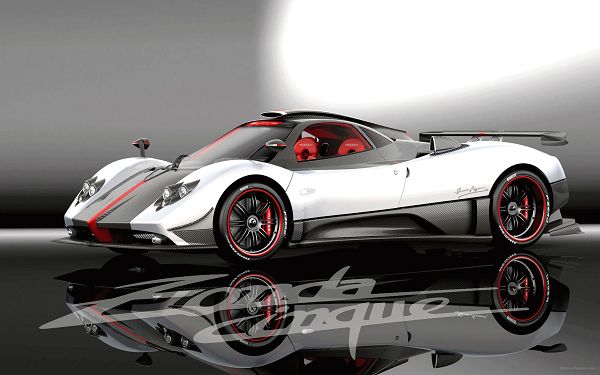 click to free download the wallpaper--Pagani Zonda Cinque HD Post in Pixel of 2560x1600, White Car Wholly Reflected on Black Background, Shall Strike an Impression - HD Cars Wallpaper