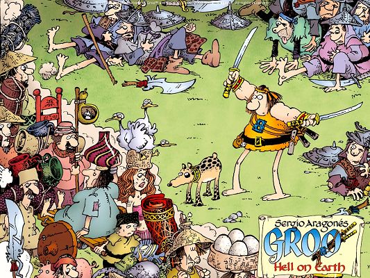 click to free download the wallpaper--Pics of Free Cartoon, Adventures of Groo, the Guts Are Kind, Funny Facial Expression