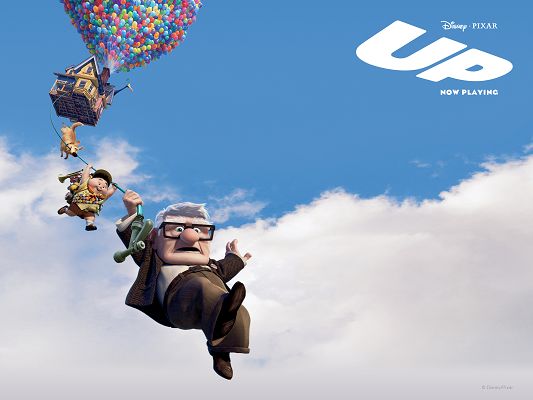 Pixar's UP (2009) Movie Official Post in 1600x1200 Pixel, Each Character in a Different Facial Expression, They Shall Fly Quite High - TV & Movies Post
