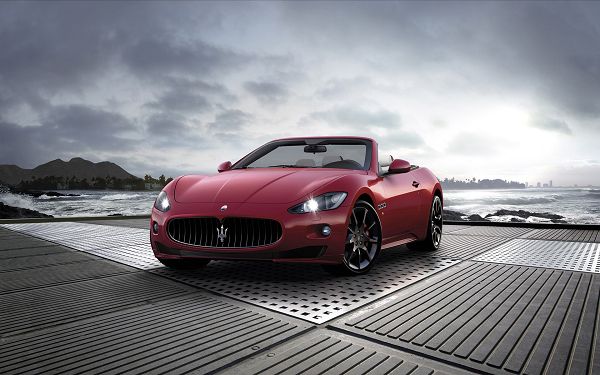 click to free download the wallpaper--Red Maserati Car Getting a New Drive Started, Sprays Are Cheering and Watching This Over, It Must be an Amazing Journey - HD Cars Wallpaper