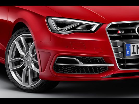 click to free download the wallpaper--Super Car Photos of Audi S3, Take a Close Look at Its Wheels and Sharp Headlights
