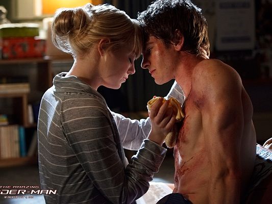 TV & Movie Posters, the Injured Spider Man, His Girl Takes Care, About to Have a Kiss