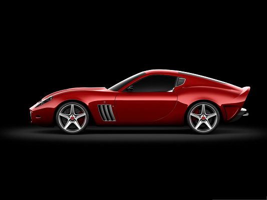 click to free download the wallpaper--Top Cars Picture, Red Ferrari Sport Car with Glowing Body, Black Background