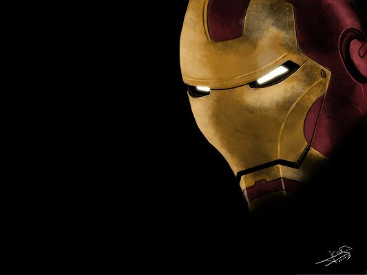 Top Films Poster, Iron Man with Shinning Eyes, Dark Background