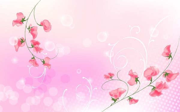 Two Red Branches of Flower and Light Pink Background, a Great Fit for Each Other - Cartoon Flowers Wallpaper