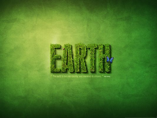 click to free download the wallpaper--Wallpaper Desktop Computer - Green Grass Text Effect, Encouraging Man to Protect the EARTH!