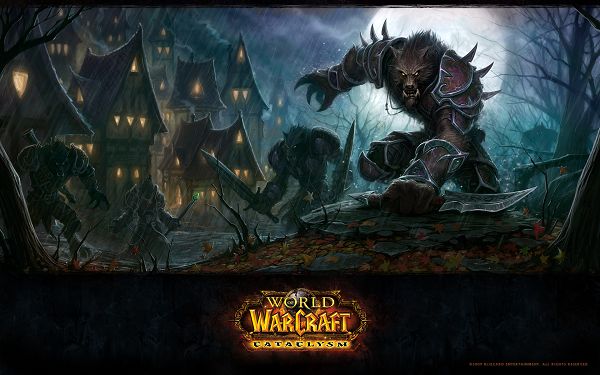 click to free download the wallpaper--World of Warcraft Cataclysm Game Post in Pixel of 1920x1200, Big and Tough Monsters Fighting on a Rainy Day, Defending Your Homeland? - TV & Movies Post