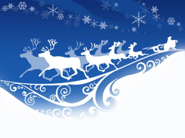 beautiful wallpaper: Santa Claus and reindeers ,click to download