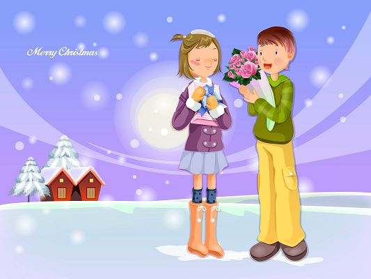 free wallpaper of cartoon image-Christmas Gifts,click to download