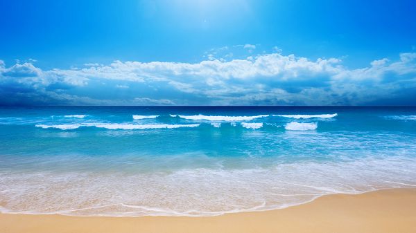 free wallpaper of natural scenery-blue sea ,click to download