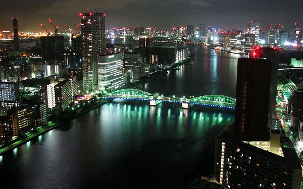 wallpaper of beautiful scenery of city:Tokyo Panorama at night ,click to download
