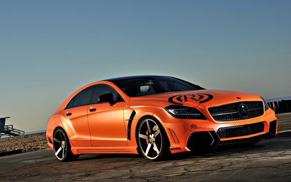 wallpaper of car: a orange Royal benz on the road ,click to download